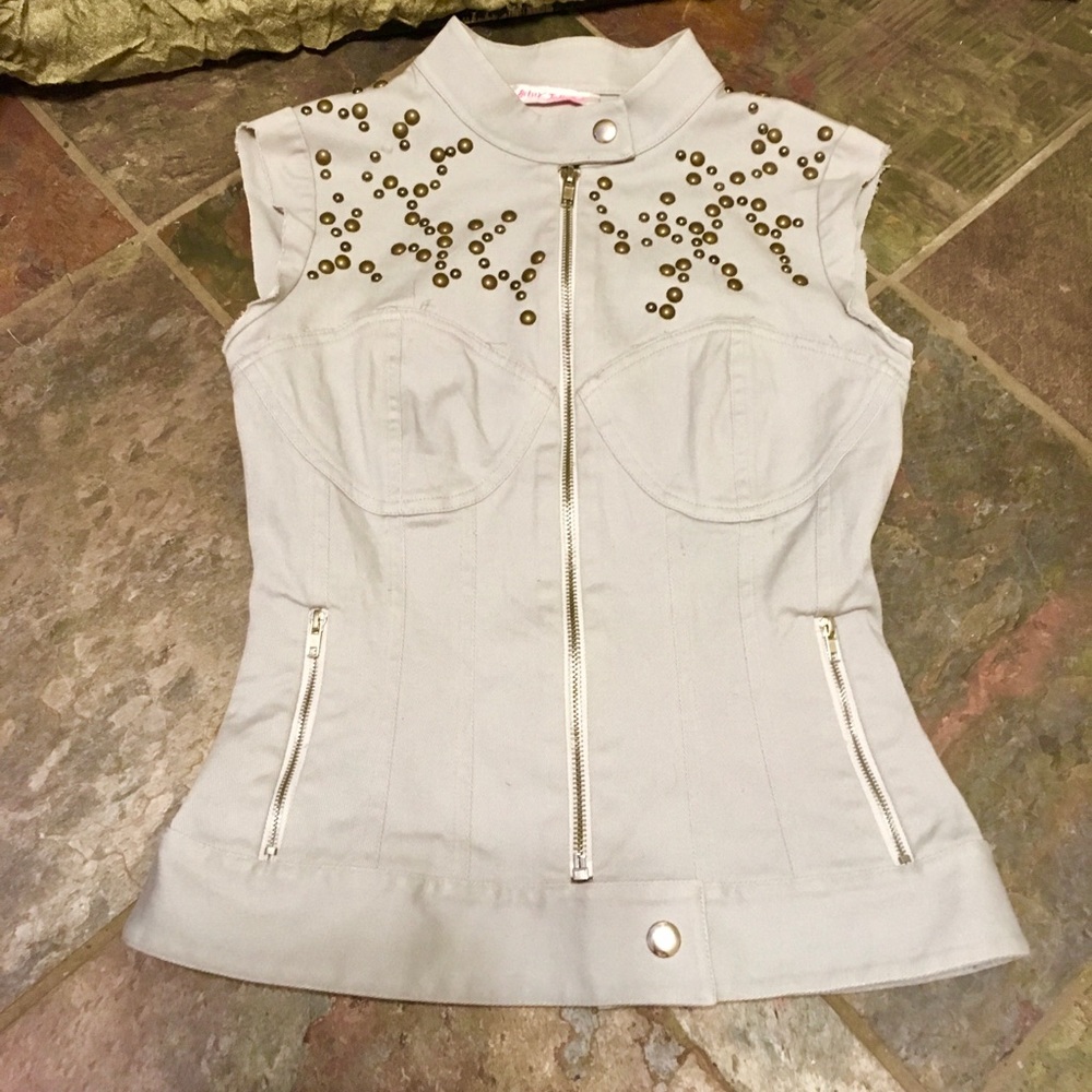 BETSEY JOHNSON STUDDED DENIM VEST